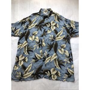 Pierre Cardin Short Sleeve Hawaiian Shirt Blue Size 2 XLT Rayon